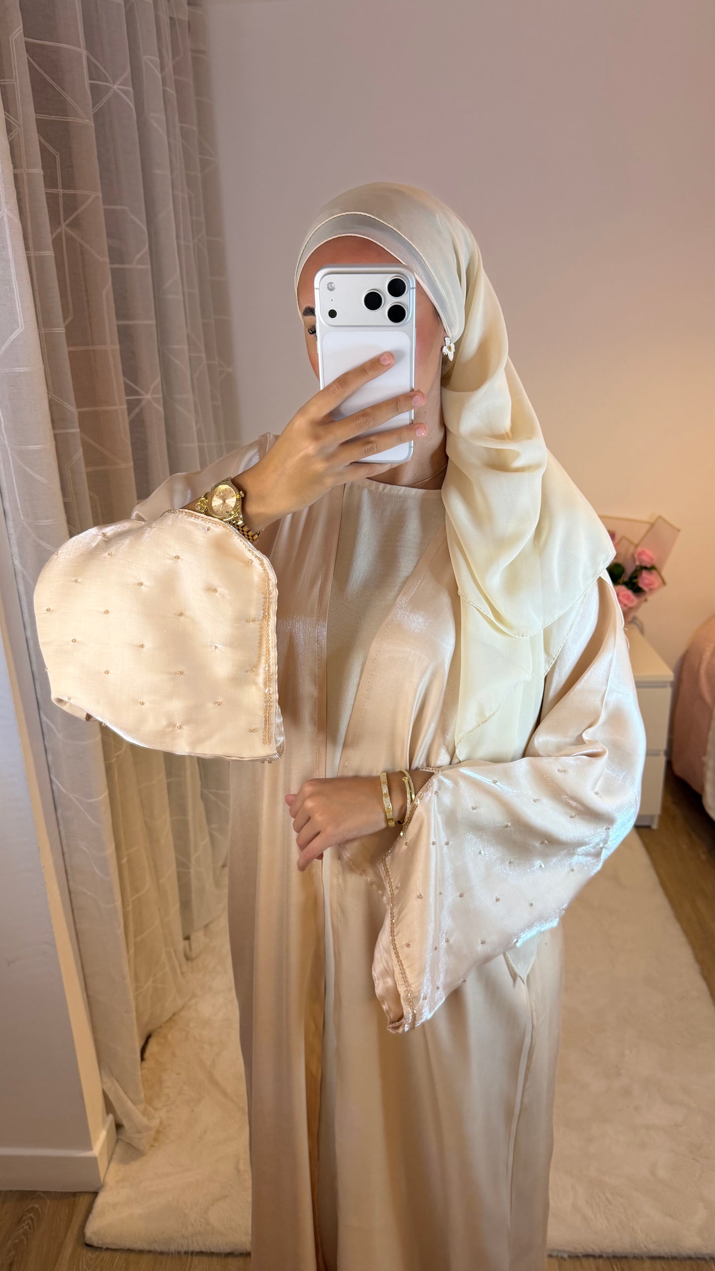 Abaya Satinée (beige)