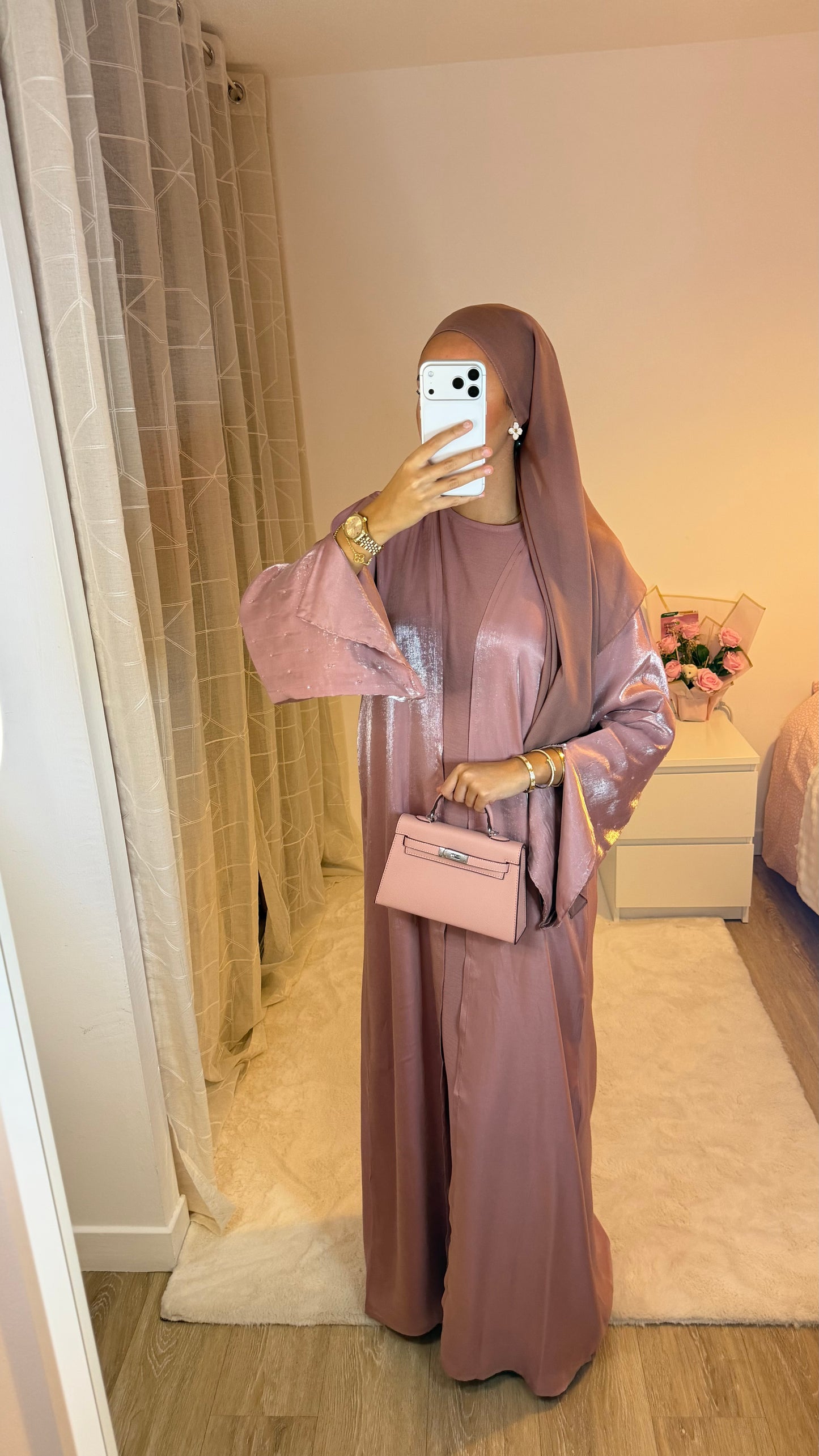 Abaya Satinée (rose)