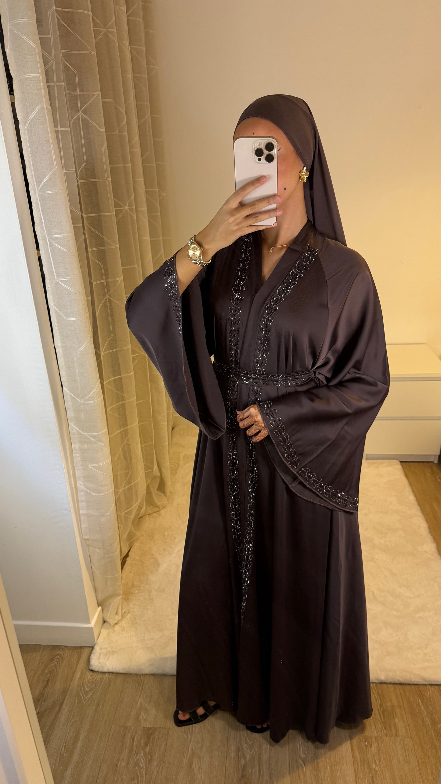 Abaya Fleur (marron)