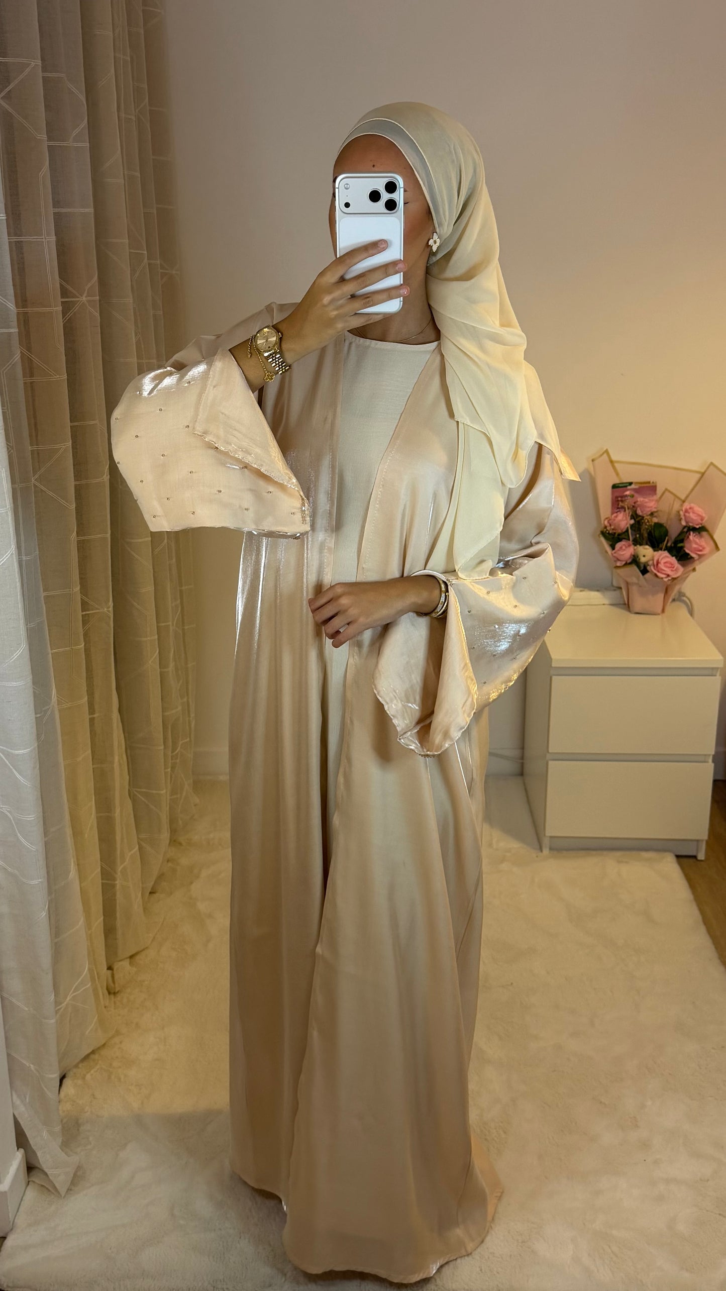 Abaya Satinée (beige)