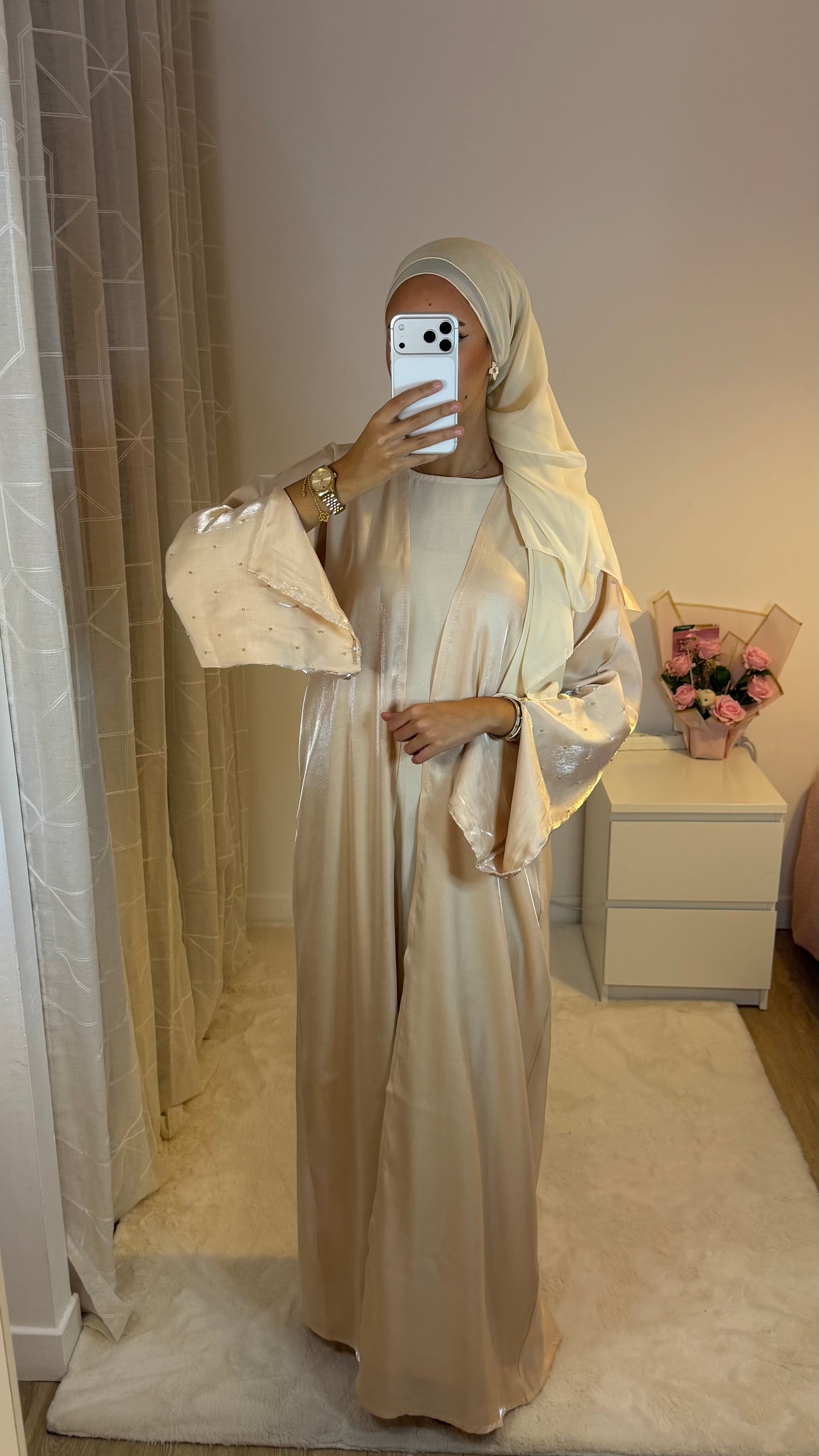 Abaya Satinée (beige)