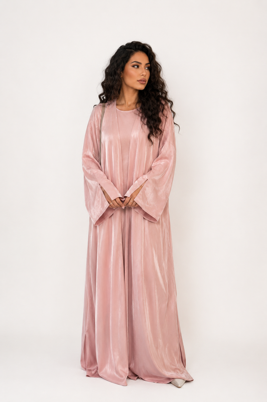Abaya Satinée Rose