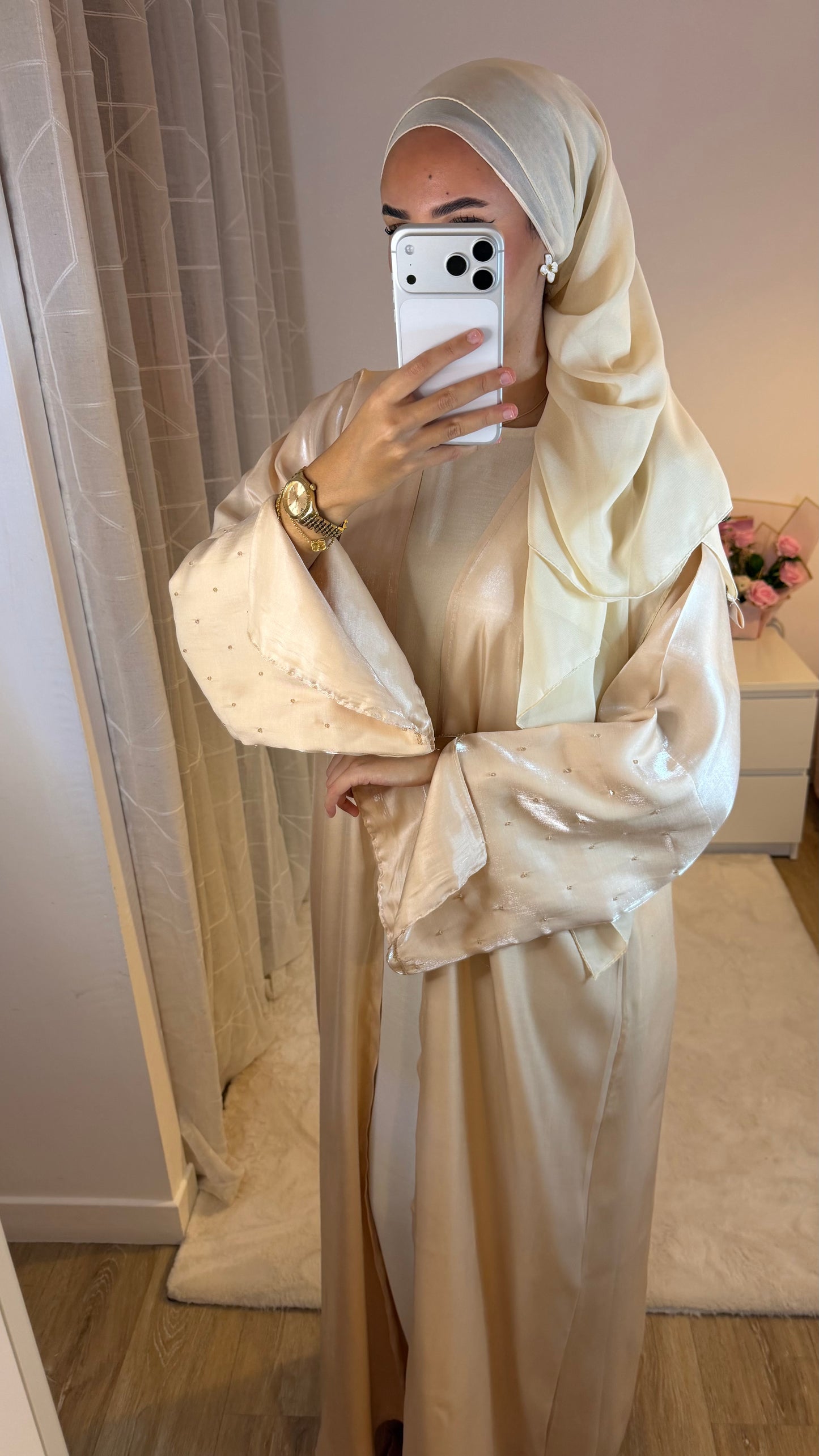 Abaya Satinée (beige)